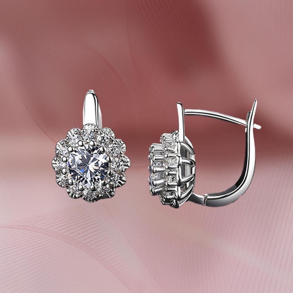 Σκουλαρίκια λουλουδιών από χαλκό ζιργκόν γαλλικού στιλ: Κομψό γυναικείο αξεσουάρ σε σχήμα U