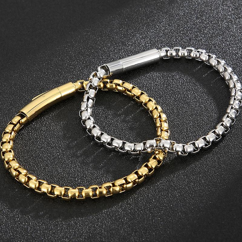 6MM Chain Men's Bracelet Man Gold Color Stainless Steel Boys Bracelets for Women On Hand Mannen Armband Jewellery Accessories Adjustable