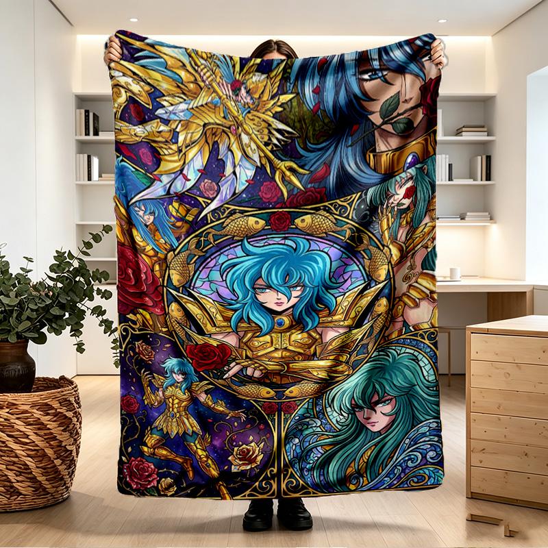 Saint Seiya Print Blanket - Soft & Comfortable, for Bedroom, Travel, Sofa, Home Decoration - Birthday Christmas Gift for Friend