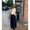 2024 Korean Fashion Loose Women Jeans New Straight Casual Mopping Denim Wide-leg Pants Elegant Woman Autumn High Waist Jeans Trousers Clothing 1740