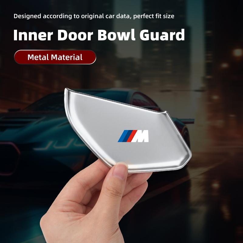 LGFHR1 2026 Car Sticker 4Pcs Car Inner Door Bowl Stainless Steel Protection Cover Stickers For BMW M E46 E90 E60 F30 F10 E39 E36 F20 G3