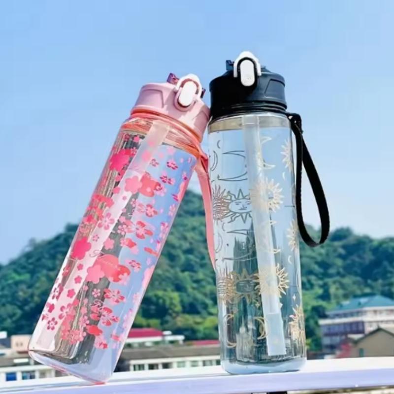 750ML Cherry Blossom Large Capacity Water Bottle - Cute, Portable & Seal-Proof for Outdoor Activities, PVC-Free PC Material