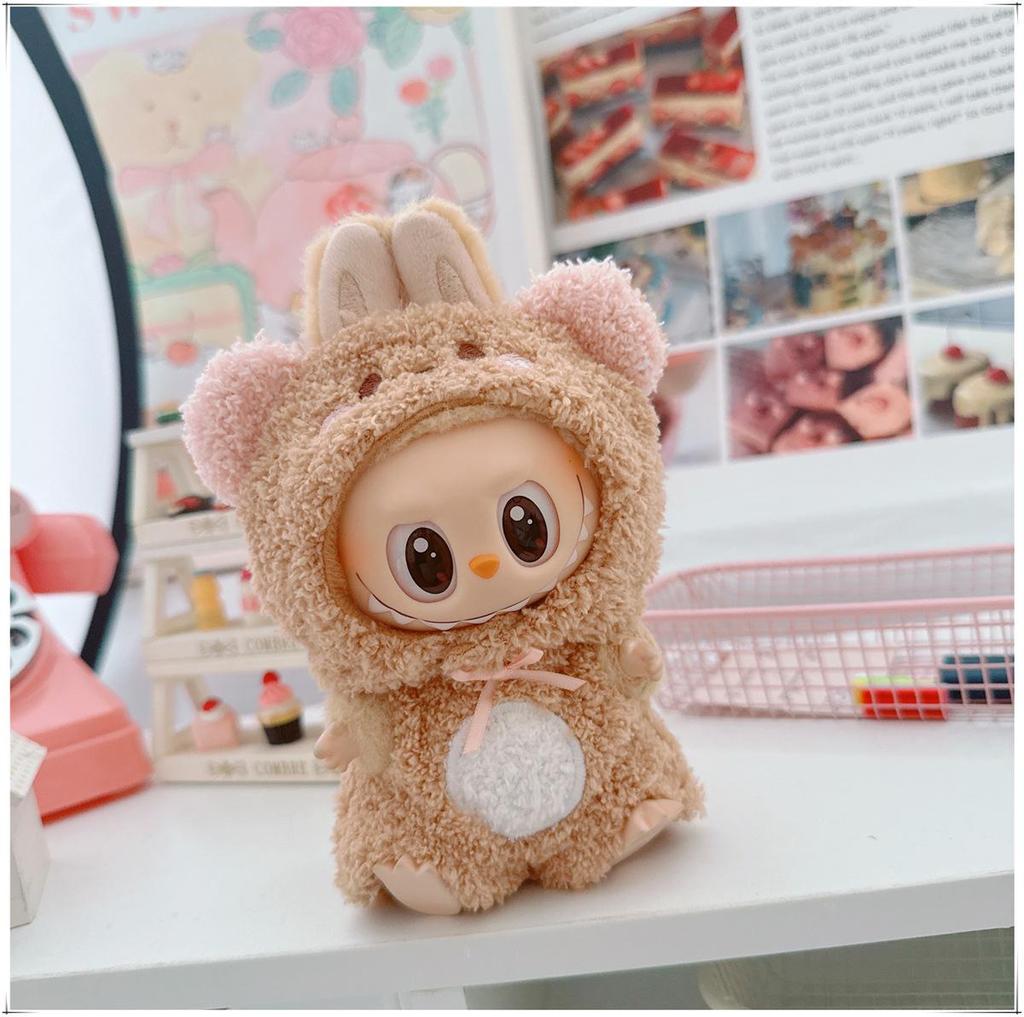 First, Second, and Third Generation Labubu Doll Clothes: 17cm Plush Onesie for 10cm Labubu Dolls, Cute Cartoon Design