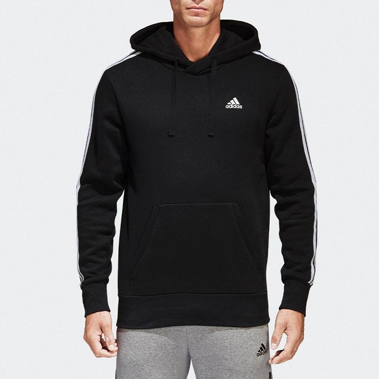 adidas Fleece-Lined Warm Hoodie With Drawstring Men Tops Black BR3588