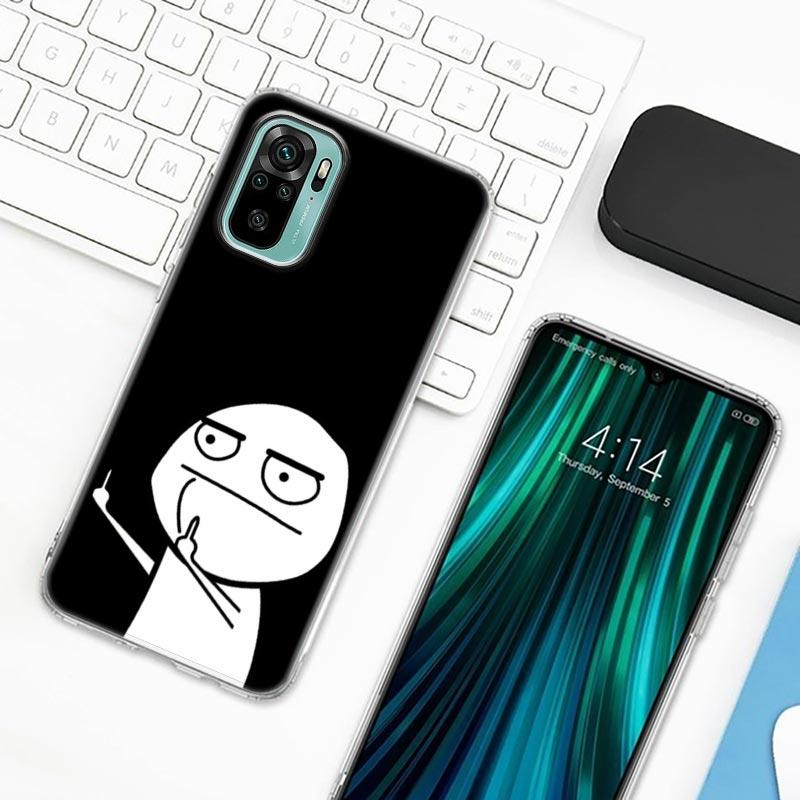 Zabawny człowiek Środkowy palec Fucek etui na telefon do Xiaomi Redmi Note 9s 8 11 7 9 10 Pro 10s 11s Przezroczysta obudowa Czerwona obudowa mi Note 8Pro K40
