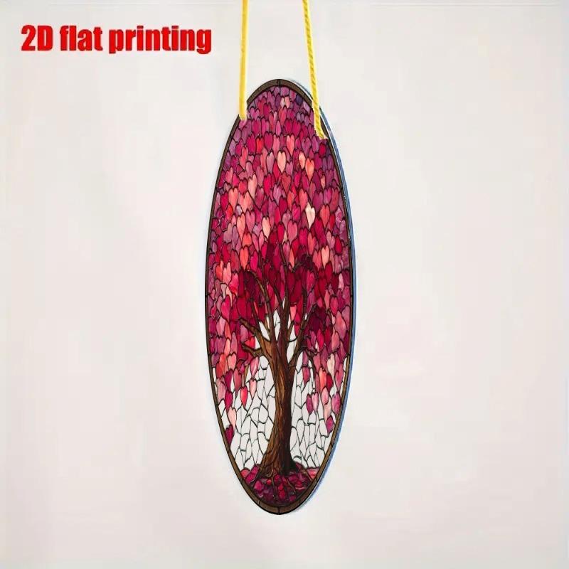 2D Flat Romantic Pink & Red Heart-Shaped Branch Acrylic Decoration Sign, Suitable for Wall Decoration, Porch, Room, Villa, Accents Home, Hallway, or W