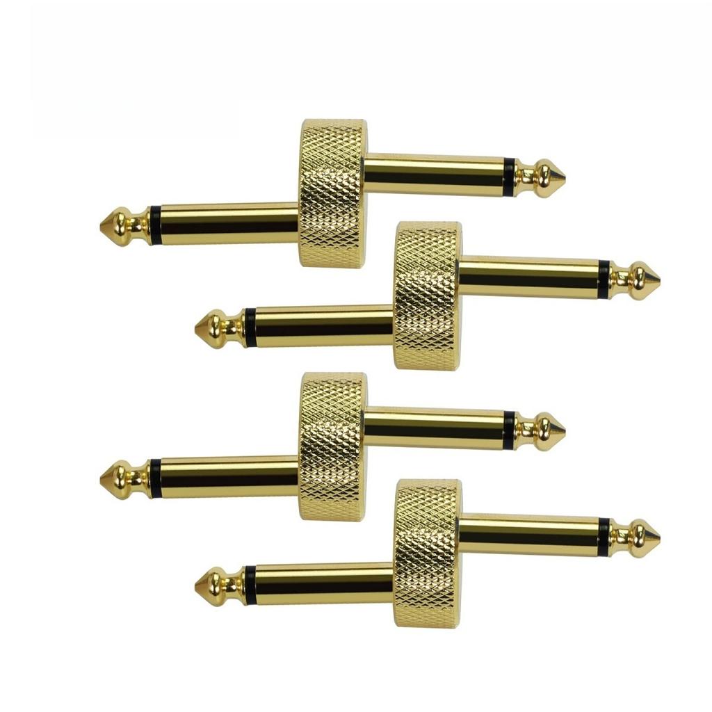 4PCS Guitar Pedal Connector Straight/Z-Type 6.35mm Pedals Coupler Pedal  to Pedal Connector, TS Copper Male for Guitar Pedal