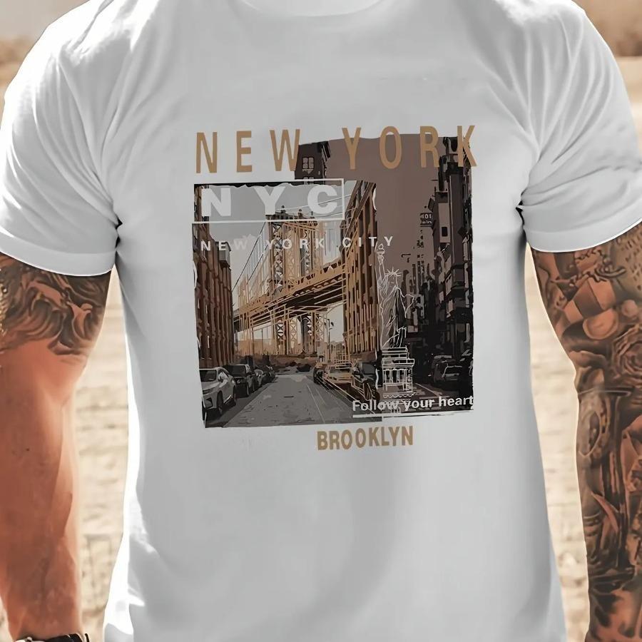 

Мужская летняя свободная повседневная футболка из 100% хлопка с принтом «Нью-Йорк» с круглым вырезом и короткими рукавами, повседневная футболка с круглым вырезом и короткими рукавами XL