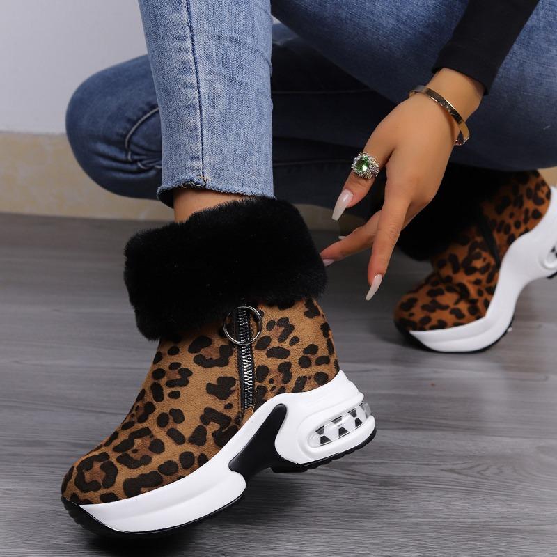 Large size snow boots for women's autumn and winter new warm and velvet red heightening casual cotton shoes for women