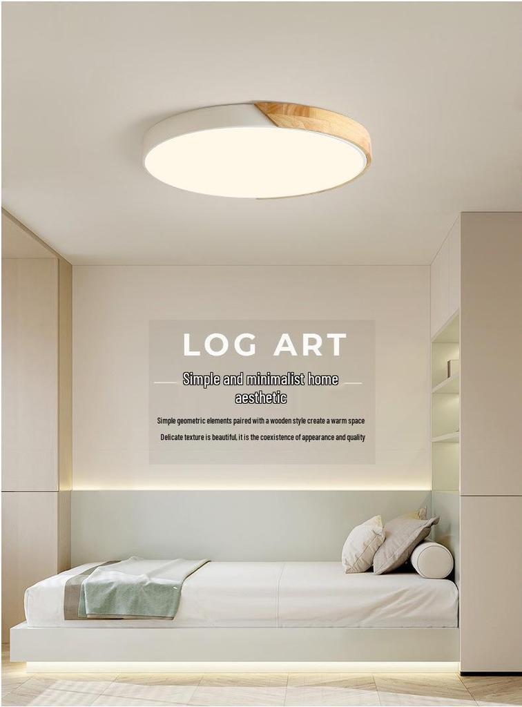 Natural Wood LED Ceiling Lamp for Bedroom and Living Room