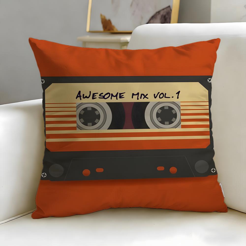 classic music theme Music Tape Cushion Cover Soft EasyWash Pillow Case Versatile for Couch Bed Travel and Office