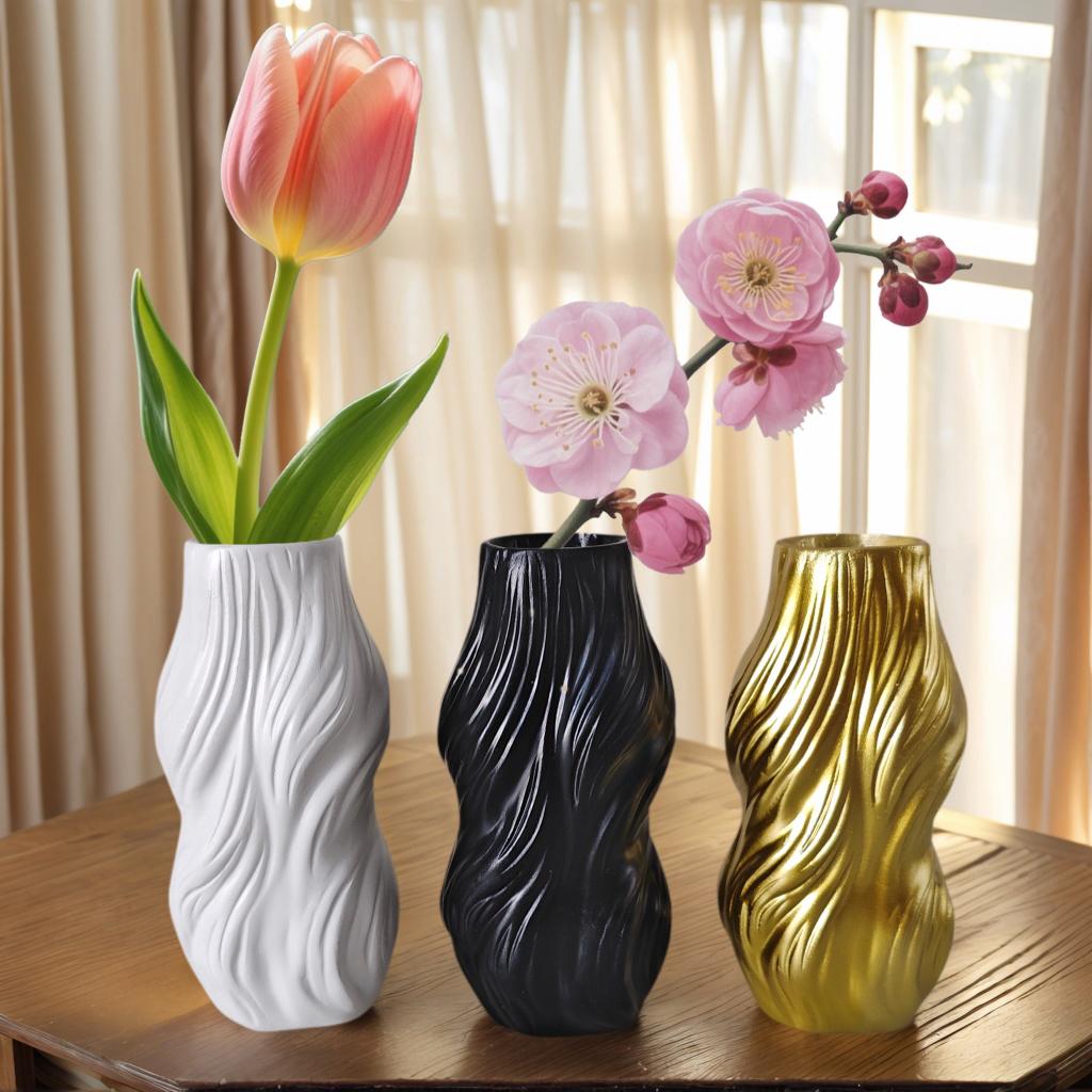 1 Piece of Modern Twisted Vase Ornament, Available in Black/White/Gold, Living Room Tabletop Art Flower Arrangement Vessel, Creative Home Decor A
