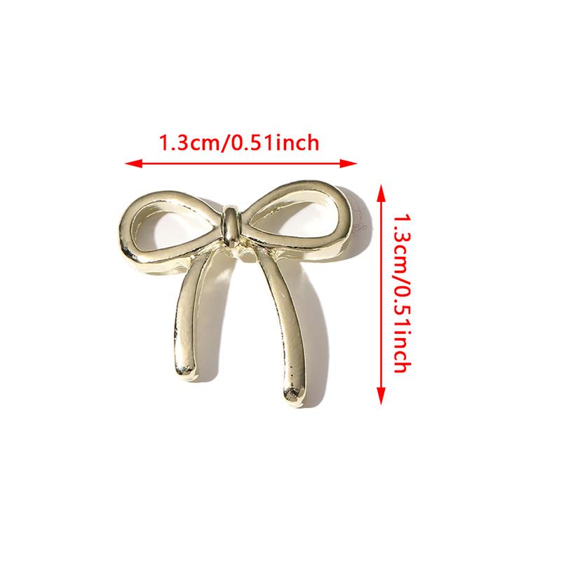 10Pcs Bow Deco Nail Art Charm 3D Silver/Gold Bowknot Ribbon Nail Decor Parts Diy Luxury Manicure Accessories