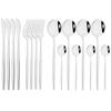 16Pcs Dinnerware Set Stainless Steel Tableware Mirror Dinner Black Cutlery Set Knife Fruit Fork Spoon Silverware Kitchen Set
