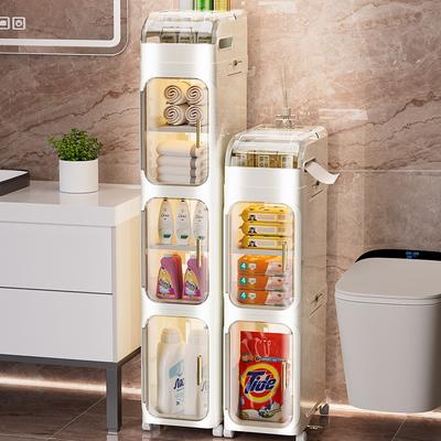 Bathroom Storage Cabinet 2/3/4/5 Layers Narrow Tall Cabinet Storage Waterproof Coner Shelf Waterproof Toilet Paper Storage Bathroom Organizer