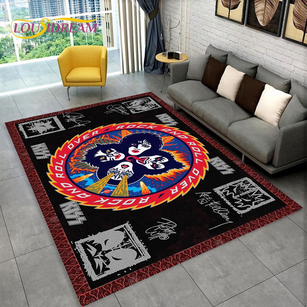KISS Rock Band Retor Teppich, Teppich für Zuhause, Wohnzimmer, Schlafzimmer, Sofa, Fußmatte, Dekor, Küche, rutschfeste Bodenmatte Alfombra