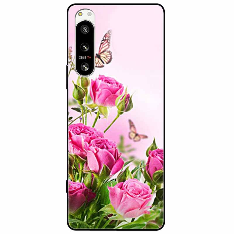 For Sony Xperia 5 IV / 1 IV Case 10IV Soft Silicone Flower Phone Back Cases For Sony Xperia 10 IV V Cover 5IV TPU Bumpers 10V