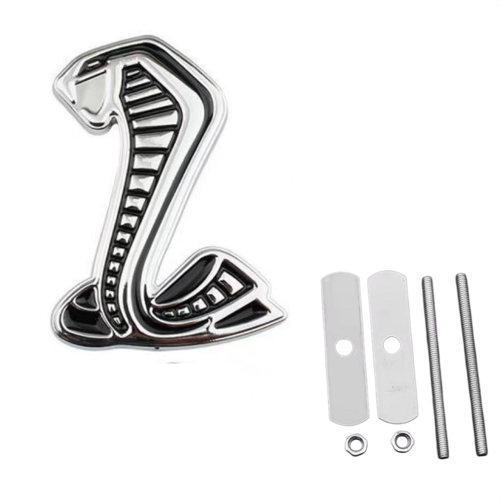 3D Metal Cobra Logo Sticker Car Front Grille Badge Body Fender Rear Trunk Emblem Decal Decor Accessories
