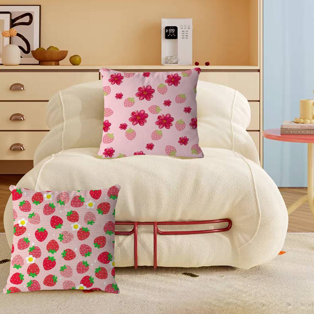 Cute Strawberry Maple Design Cushion Cover Happy Autumn Harvest Decor Holiday Decorati Pillow Cover