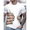 Camiseta Masculina com Padrão 3D - Design de Bordado 3D Gola Redonda Manga Curta Solta Tamanho Grande Roupas Masculinas de Verão