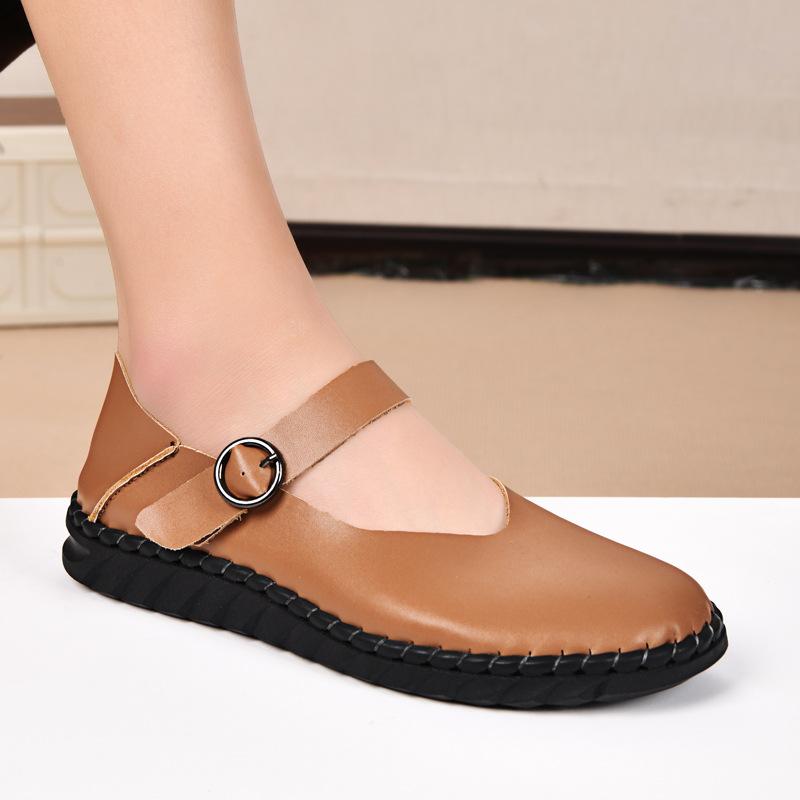 

Классические универсальные туфли Мэри Джейн с круглым носком и толстым каблуком, небольшие кожаные туфли на плоской подошве 43 розового золота