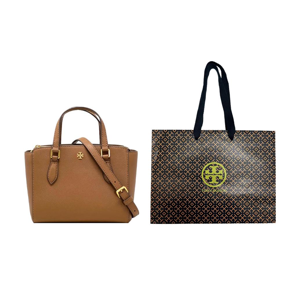 Tory Burch Emerson Minimalist Leather Tote Bag Women tote Caramel-Brown 138366-909