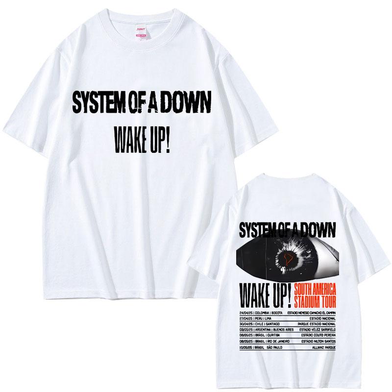 2025 Summer Rock Band System of A Down Wake Up South America Stadium Tour Alternative Metal Merch Tshirt Men Oversized T Shirts