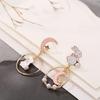 Korean Style Moon Rabbit Earrings For Women Fashion Cute Animal Hoop Earrings Wholesale Pink Star Accessories Senior Jewelry