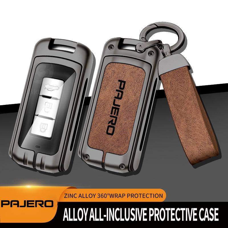 xkhr10 Zinc Alloy Car Key Cover Case Holder Shell Protector for Mitsubishi Pajero 2 v73 Sport Remote Key Bag Buckle Auto Accessories