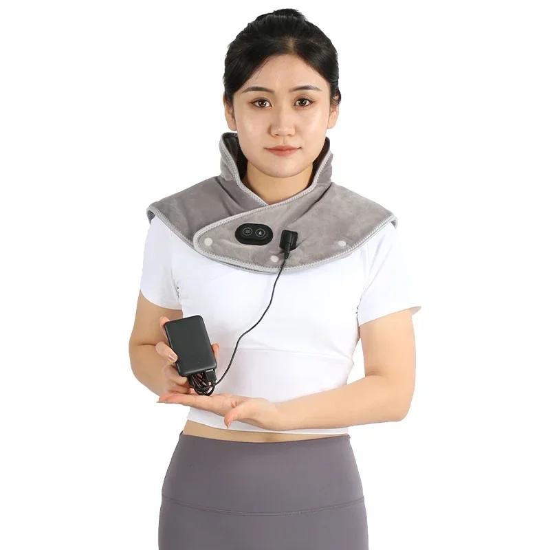 Electric Heating Shoulder Neck Pad Massager Three Gear Hot Compress Cervical Shawl Warmer USB for Shoulder Neck Back Relax Brace