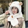 Bear hat, scarf, integrated women's winter thickened warm scarf, anti-fogging lenses, cycling windshield and cold protection, ear protection