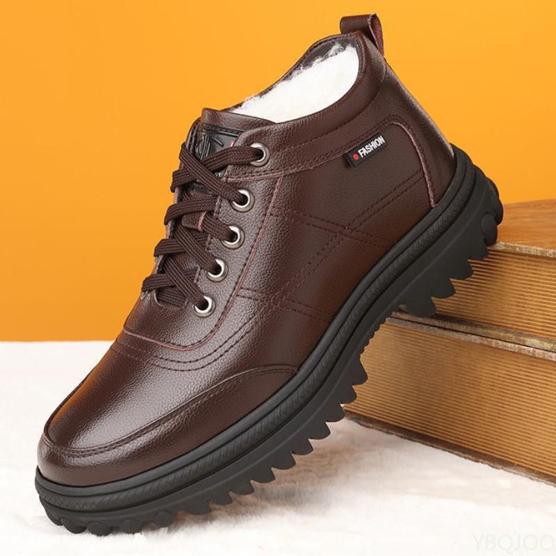 Fashion New men Winter Round toe Snow boots resistant Thick Bottom Short Boots Fashionable versatile comfortable Warm Cotton Shoes