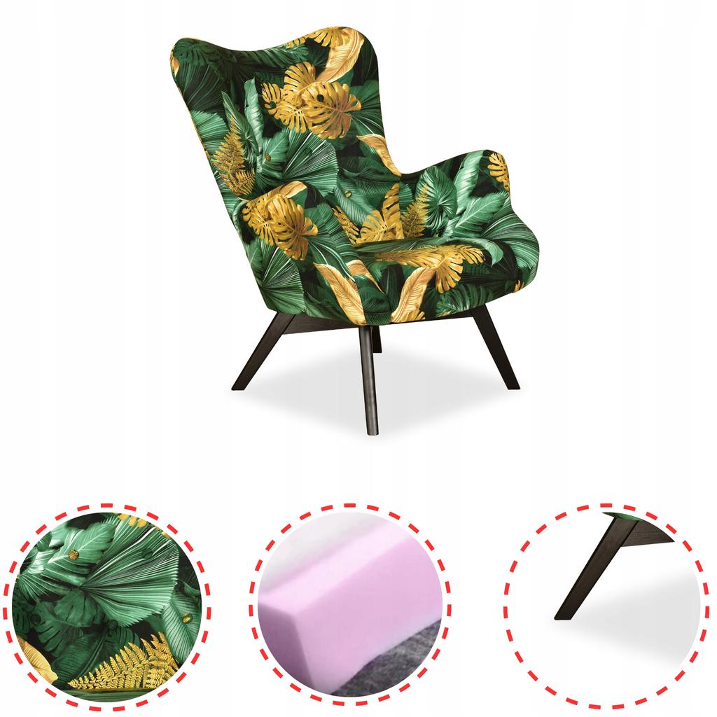 Scandinavian Armchair Luna Print Winged Shell Family Furniture Monstera Tropic