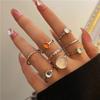 Vintage Colorful Crystal Stone Rings Set for Women Trendy Gold Silver Color Glazed Ring Set Geometric Resin Rings Party Jewelry