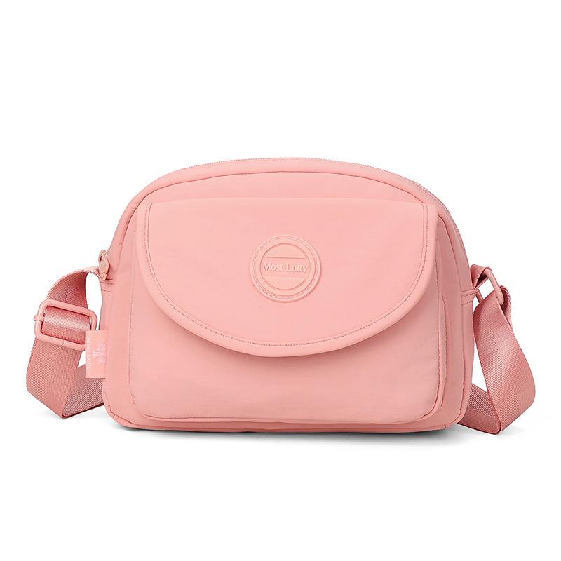 

Сумка-мушля Легка багатошарова сумка через плече Жіноча водовідштовхувальна нейлонова сумка на плече рожевий