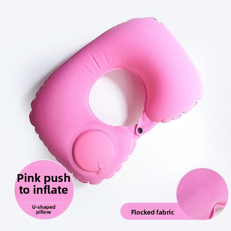 Press-type Inflatable U-shaped Pillow - Portable U-shaped Aircraft Neck Support Pillow - Travel Must-have - Sleeping Cervical Pillow