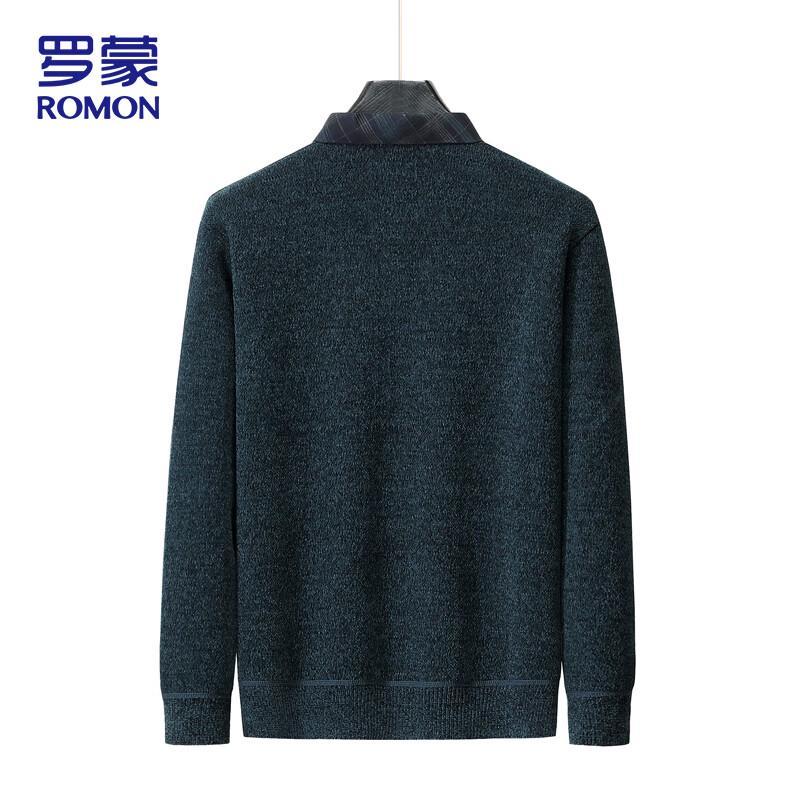 ROMON Men's Business Casual Shirt Collar Knit Sweater