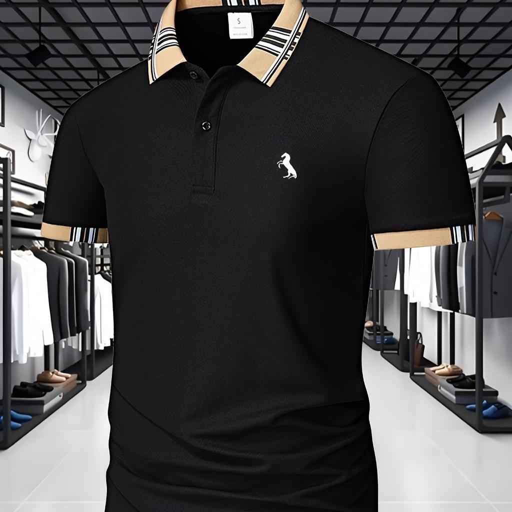 Men's Outdoor Golf Print T-shirt, Simple and Fashionable Shirt, Hot Selling Business Casual, Breathable Short Sleeve Collar Clothing