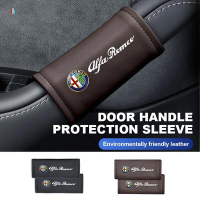 Cache-poignée de porte de voiture Protecteur d'accoudoir Étui en cuir antidérapant Pour Giulietta GT 159 147 156 Mito Brera Giulia Spider
