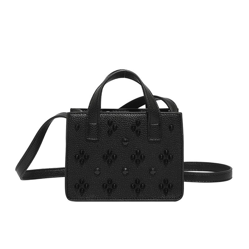 

2025 Summer Autumn New Fashion PU Square Shoulder & Crossbody Bags Solid Zipper Super Cool Hot Trendy Rivets Handbags for Women чёрный