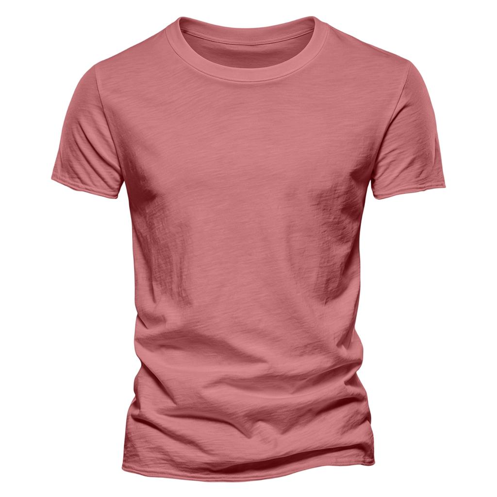 Men's Color Cotton Round Neck Short Sleeved T-shirt