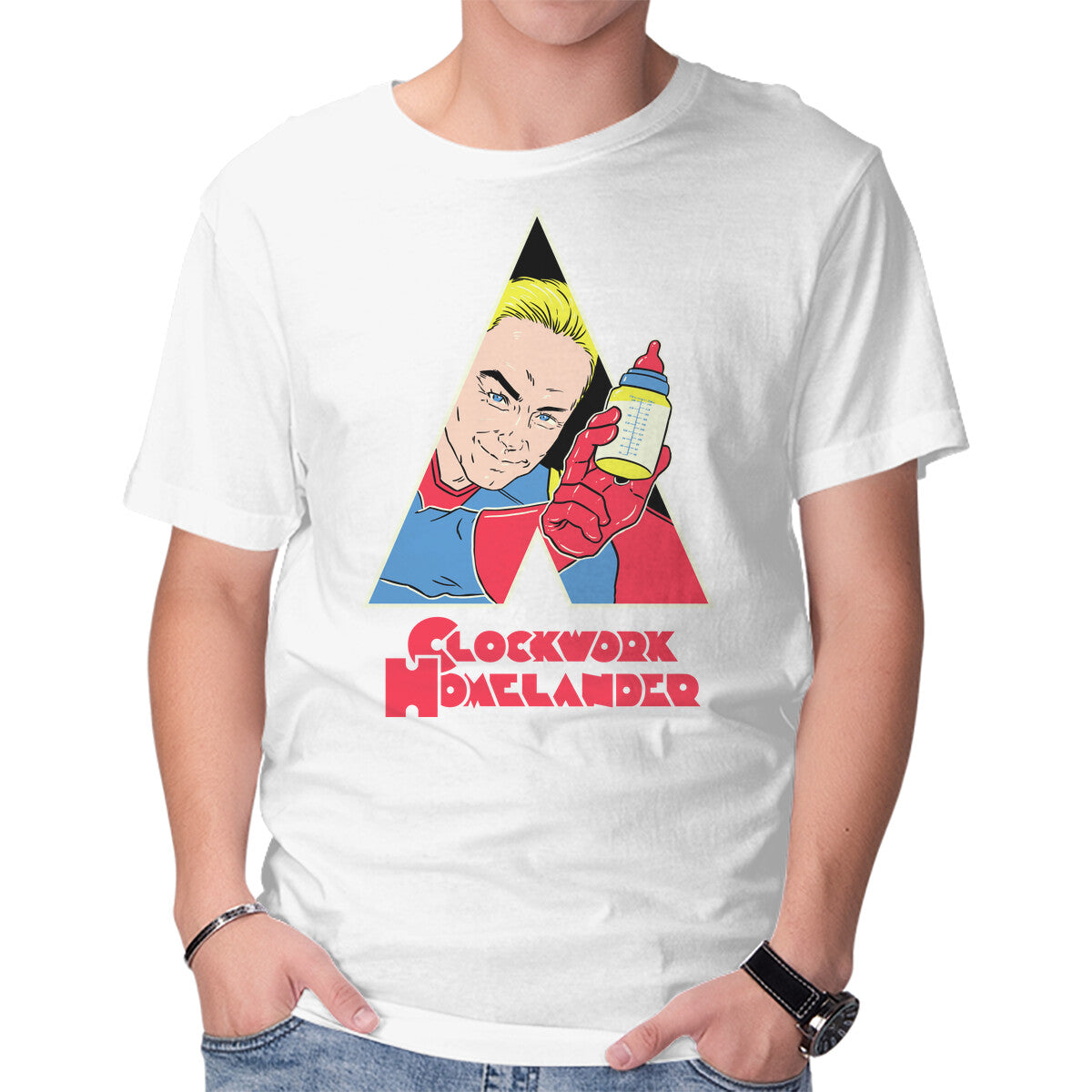 Unisex Crew Neck T-Shirt A Clockwork Homelander Graphic Short Sleeve Casual Tee XL