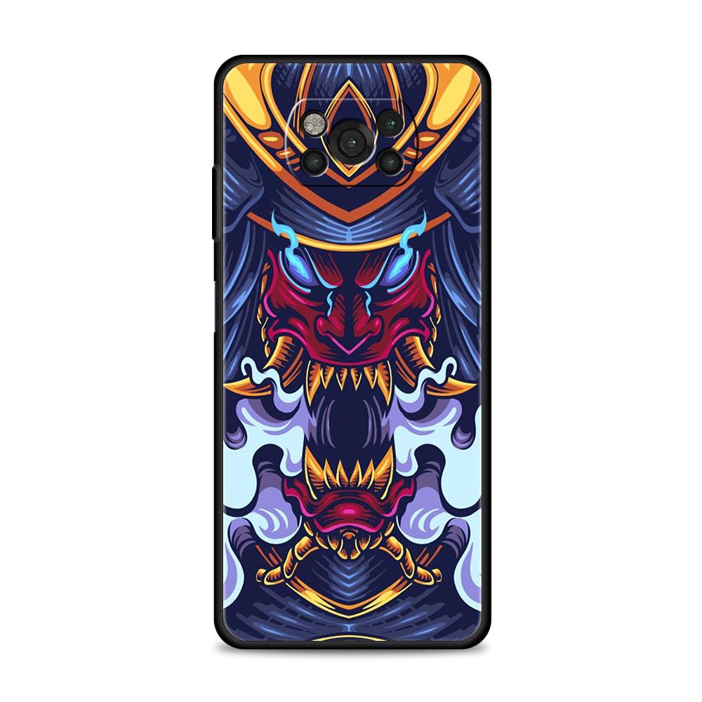 Cover For Xiaomi Poco X3 X4 NFC M3 M4 Pro 5G Mi 11 lite 11T 9T 12 10T 11E Note10 Phone Case Japan Samurai Oni Mask