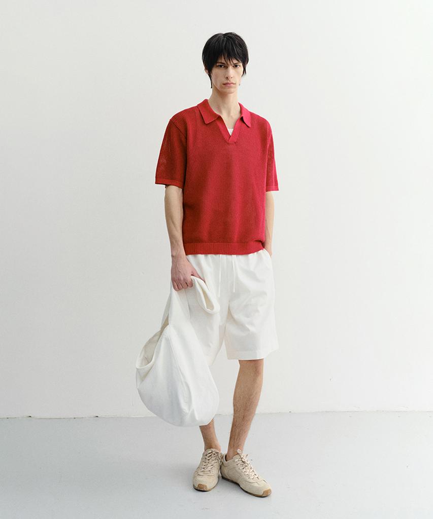 Deonseuteupomaen Chunky Polo Knit_Unisex_Udsw6B126_Red