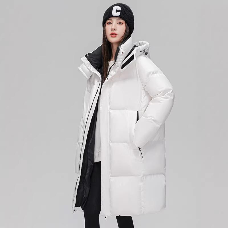 Winter Hooded Thick Casual Down Jacket for Men & Women - 90% White Duck Down, Mid-Length, Loose Fit