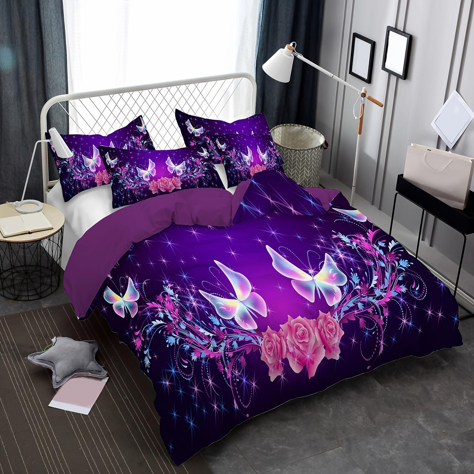 

2/3pcs Bedding Set with Butterfly Pattern Print, Suitable for Bedroom And Guest Room Decoration, Usable And Machine Washable. Duvet Cover Set&EU Single(135x200cm)
