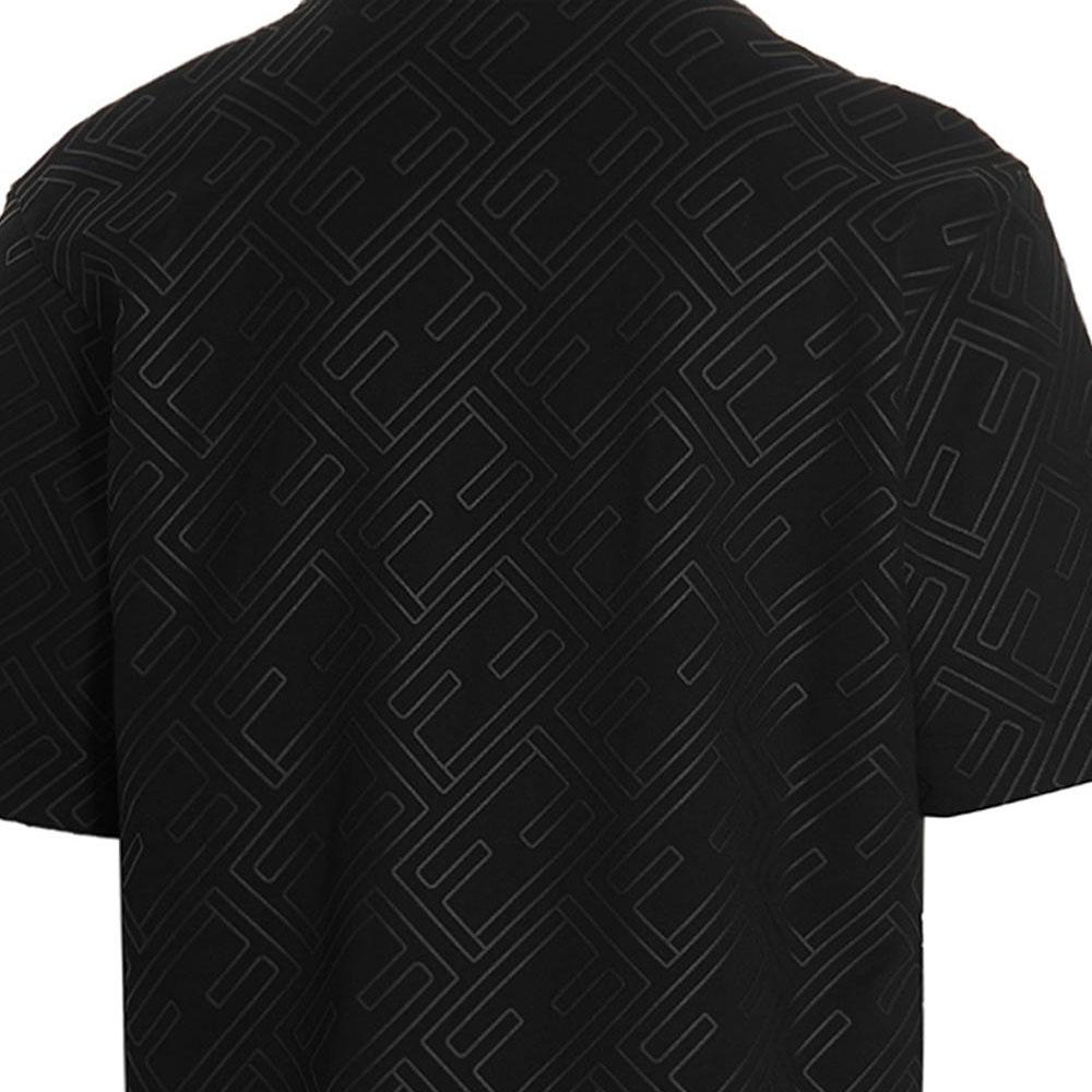 FENDI T-Shirts Men's Black Crew Neck Moderate Straight Fit FY0936AM7KF0QA1