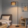 Nettlife Black Floor Lamp for Living Room - E27, 166 Cm, Linen Lampshade, 180° Adjustable, Foot Switch, Bulb Not Included