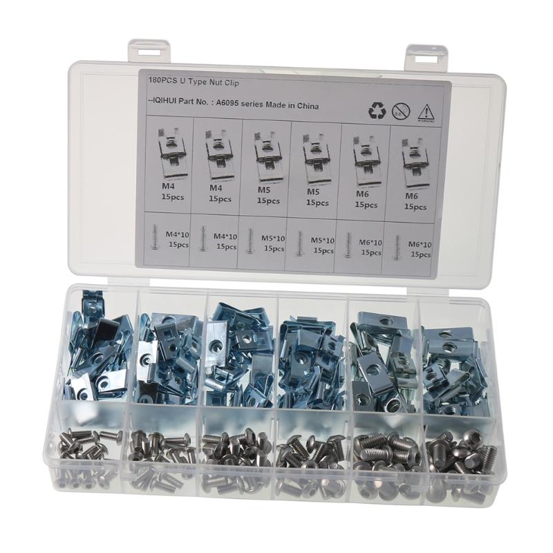 Screws Panel Fastener Clips Speed U Nut Auto Cap M4 M5 M6 180pcs/220pcs/90pcs