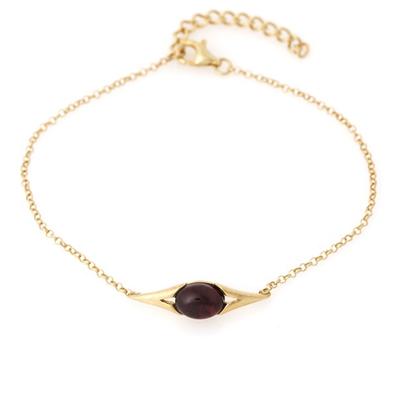 [R5555] - Handcrafted Silver Bracelet 'Inspiration' Golden Amber - 20x5 Mm
